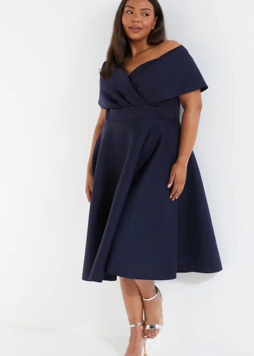 Quiz Blue Curve Midi Skater Dress - 18 Image 1