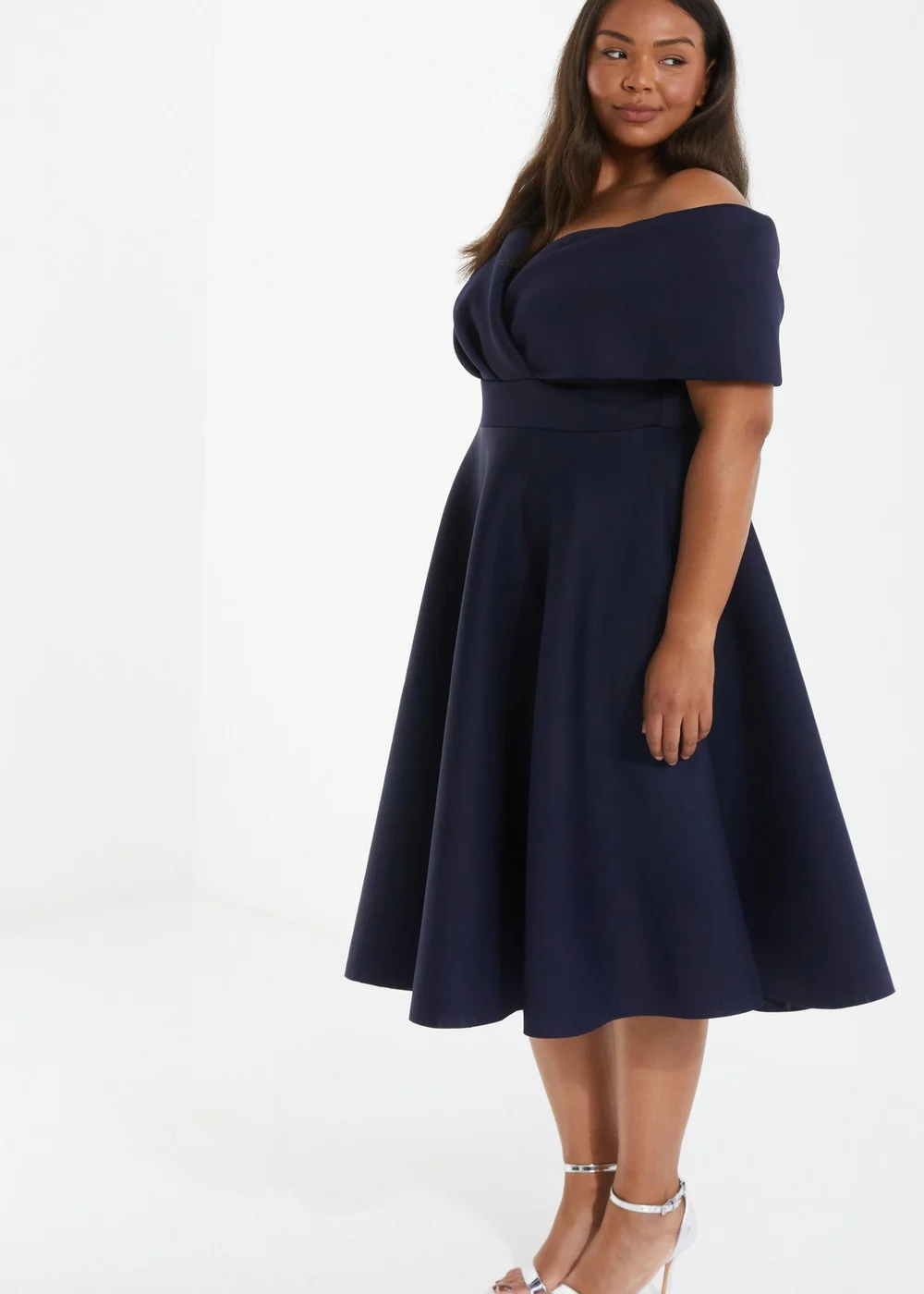 Quiz Blue Curve Midi Skater Dress - 18 Image 3