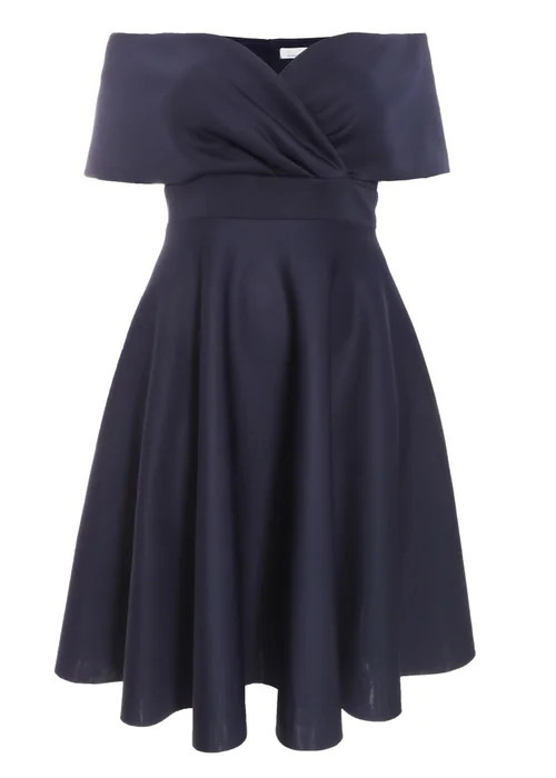Quiz Blue Curve Midi Skater Dress - 18 Image 4