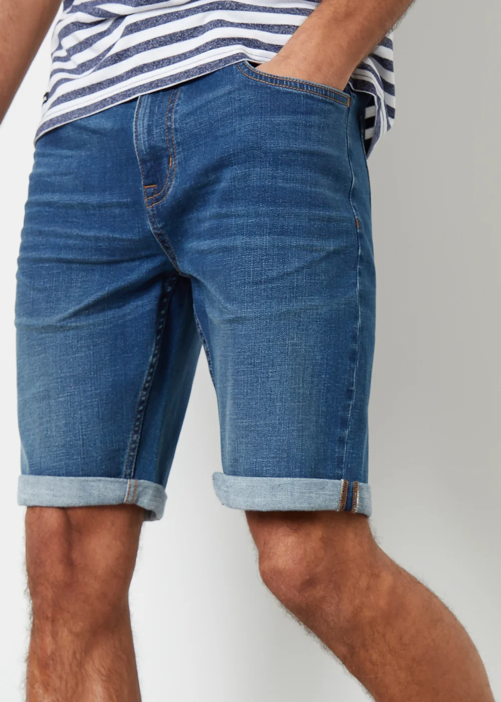 Threadbare Blue Turn Up Denim Shorts - 30 W Image 1