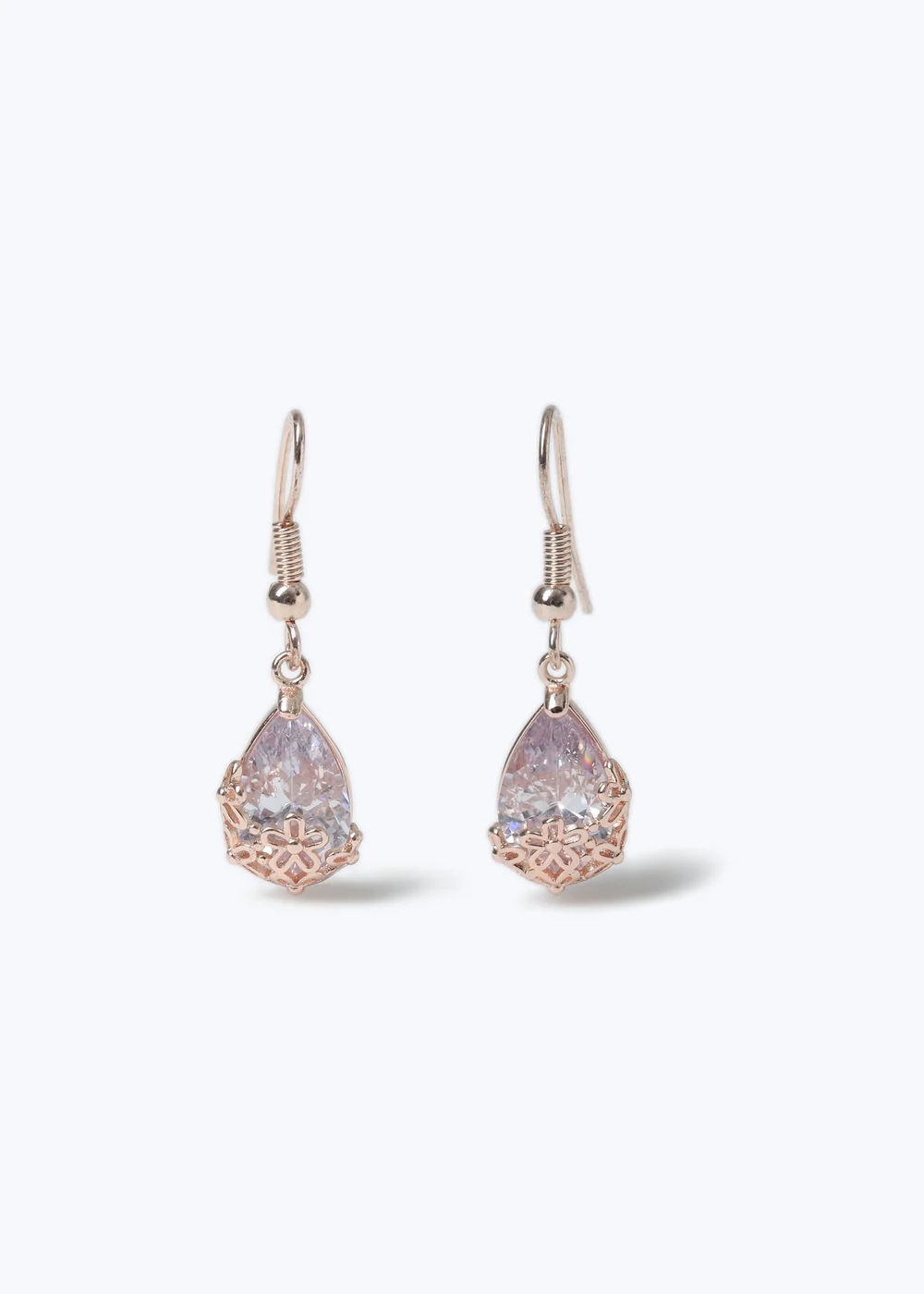 Gold Cubic Zirconia Drop Earrings - One Size Image 1
