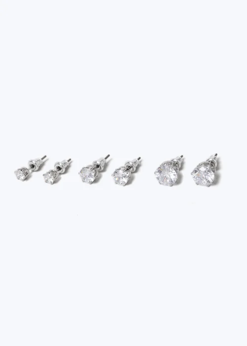 Silver 3 Pack Earrings - One Size Image 2