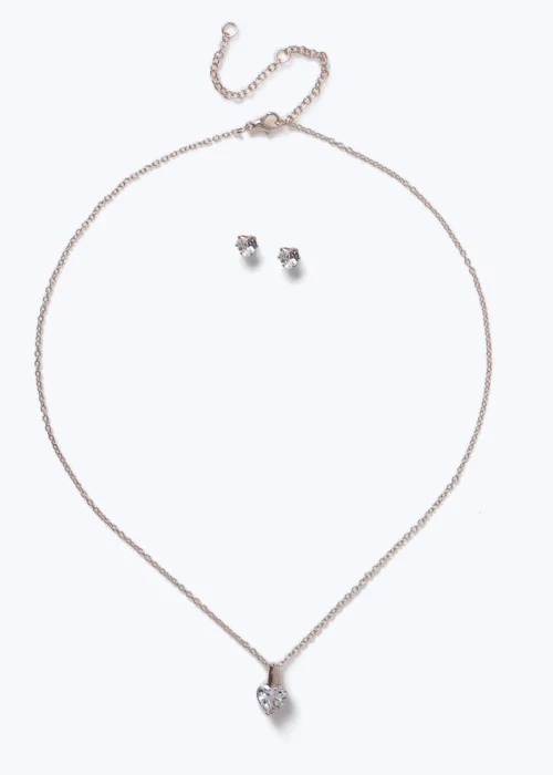 Muse Rose Gold Necklace and Earrings Set - One Size Image 1