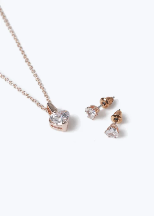Muse Rose Gold Necklace and Earrings Set - One Size Image 2