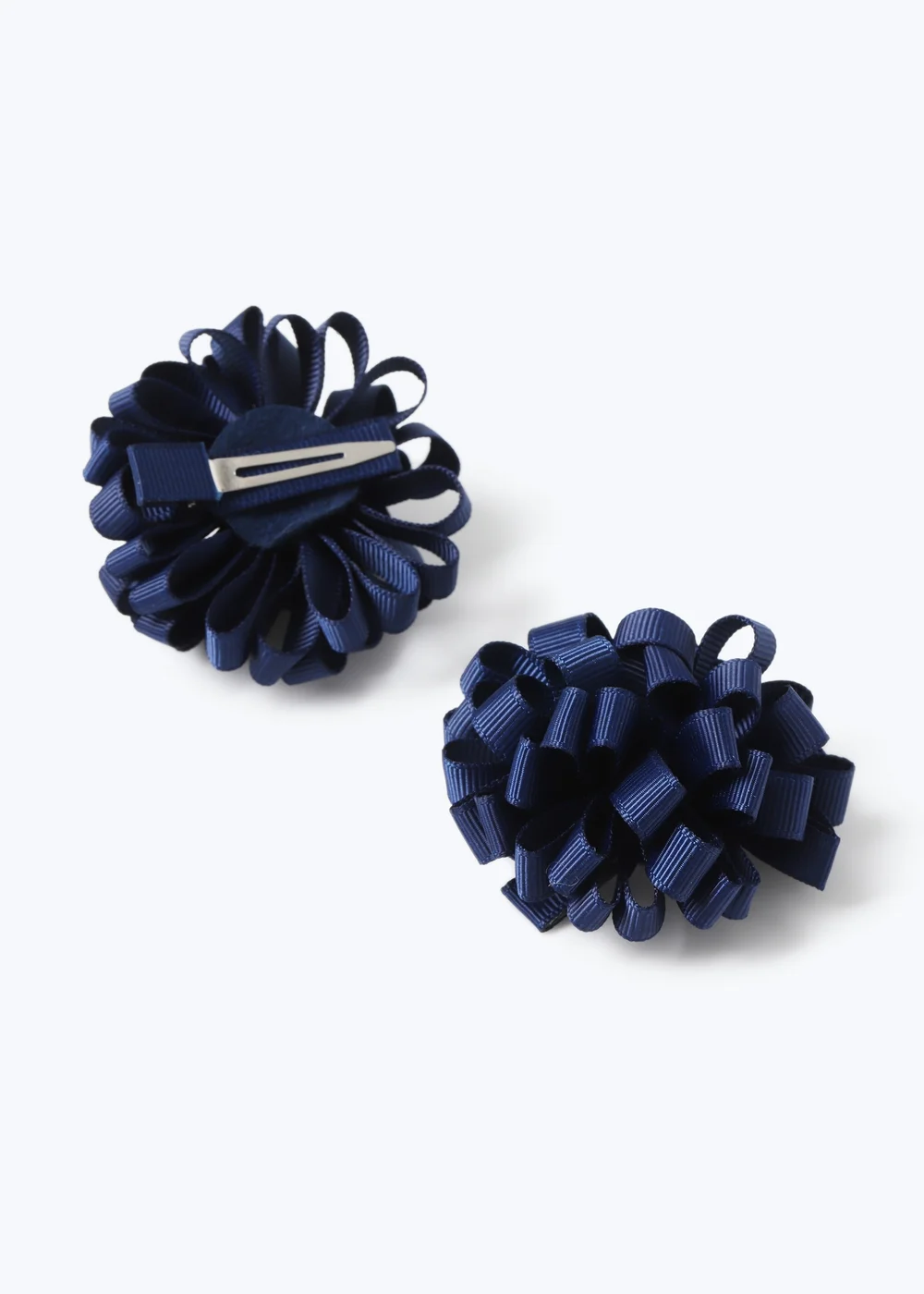 Navy Pom Pom Hair Clips - One Size Image 3