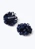 Navy Pom Pom Hair Clips - One Size Image 3