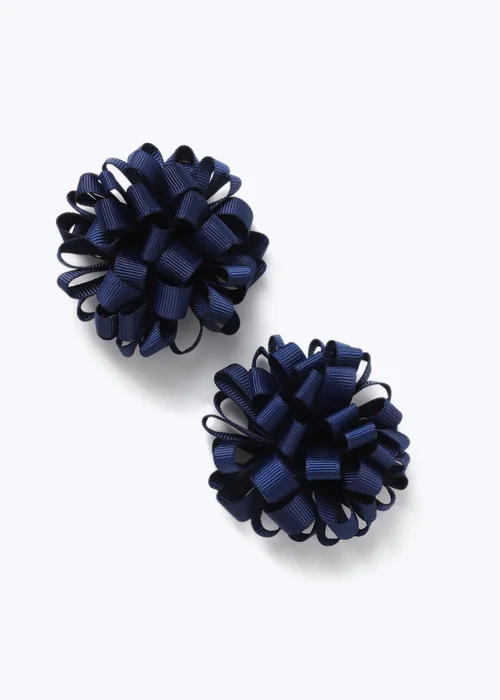 Navy Pom Pom Hair Clips - One Size Image 1