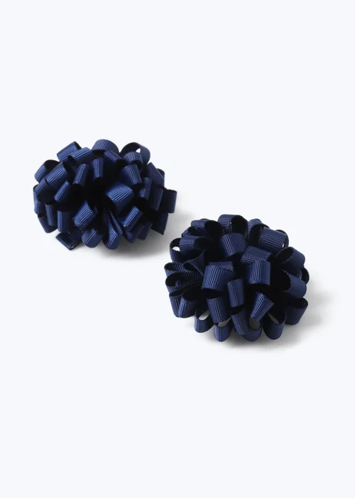 Navy Pom Pom Hair Clips - One Size Image 2