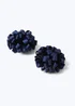 Navy Pom Pom Hair Clips - One Size Image 2