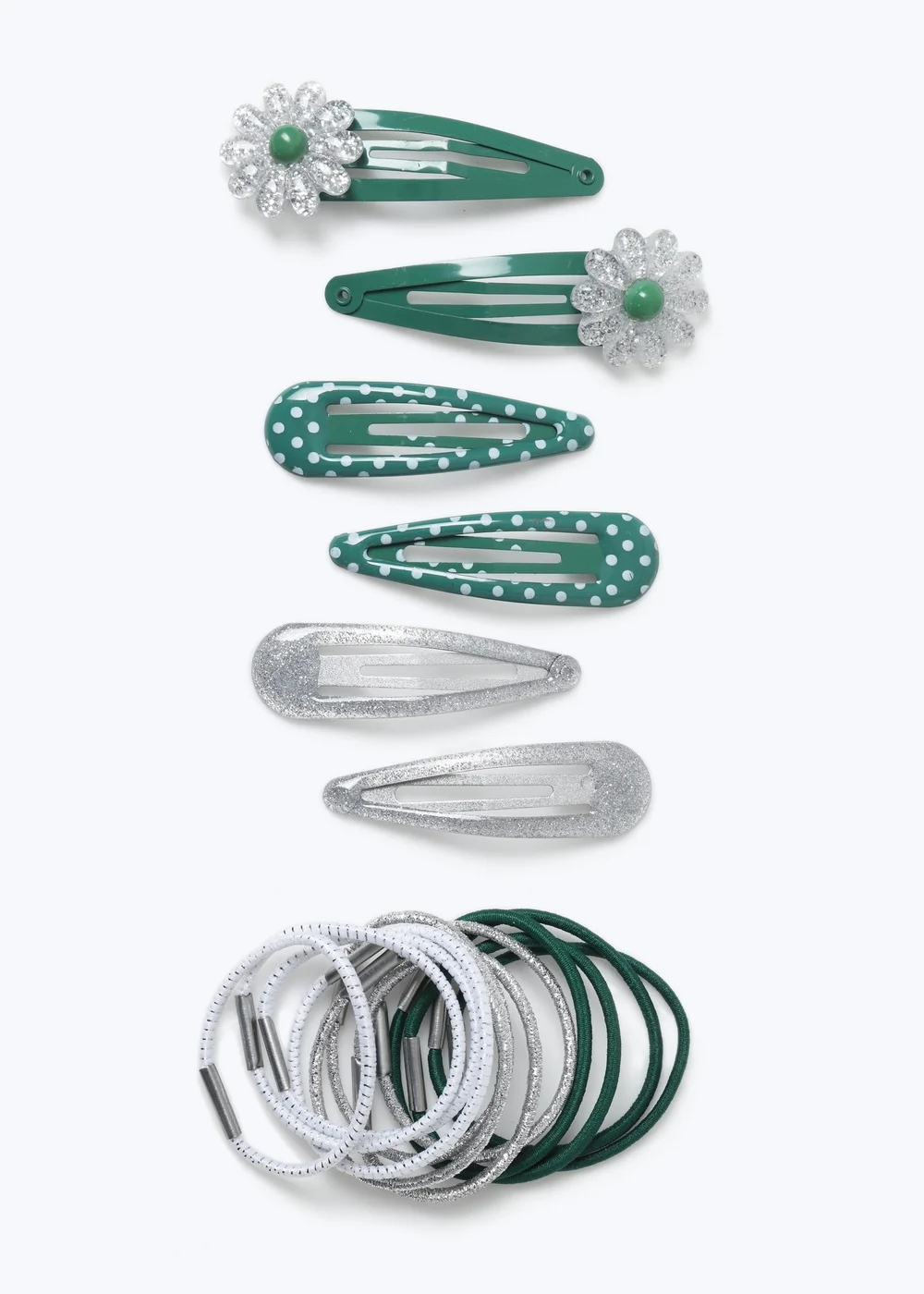Green Hair Bobble and Hair Clip Set - One Size Image 1