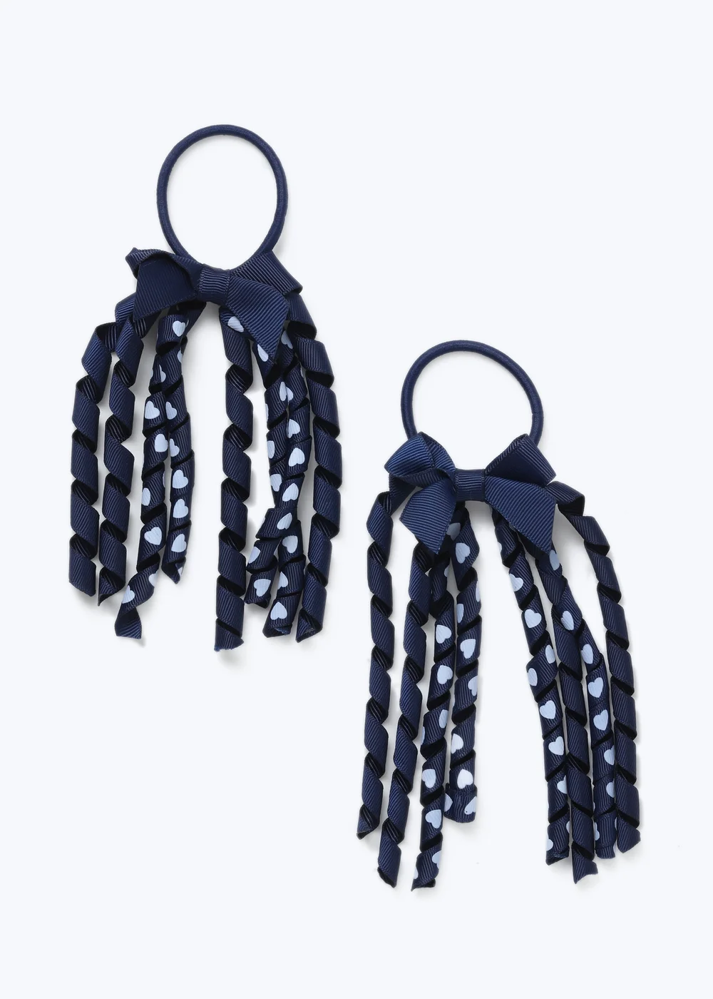 Navy Ribbon Hair Bobbles - One Size Image 1