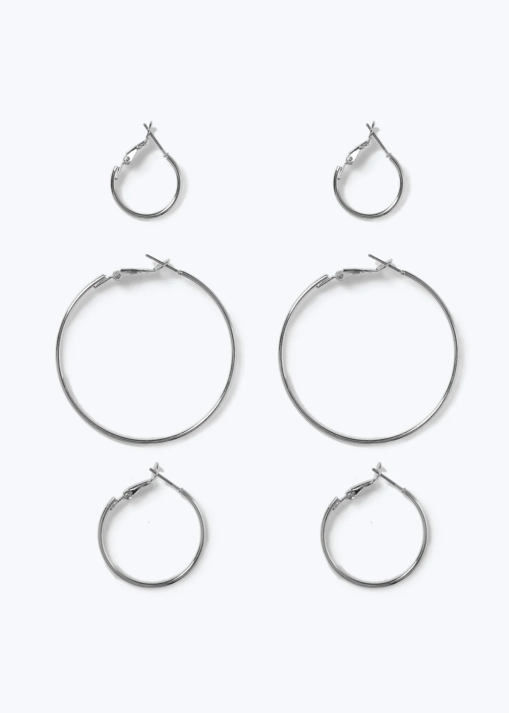 Silver 3 Pack Hoop Earrings - One Size Image 2