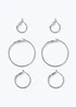 Silver 3 Pack Hoop Earrings - One Size Image 2