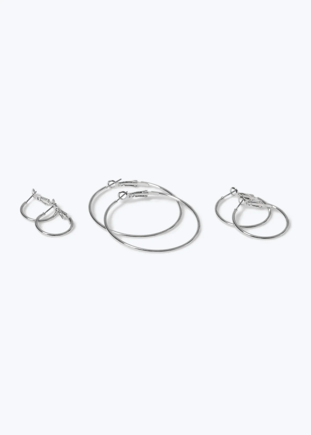 Silver 3 Pack Hoop Earrings - One Size Image 1