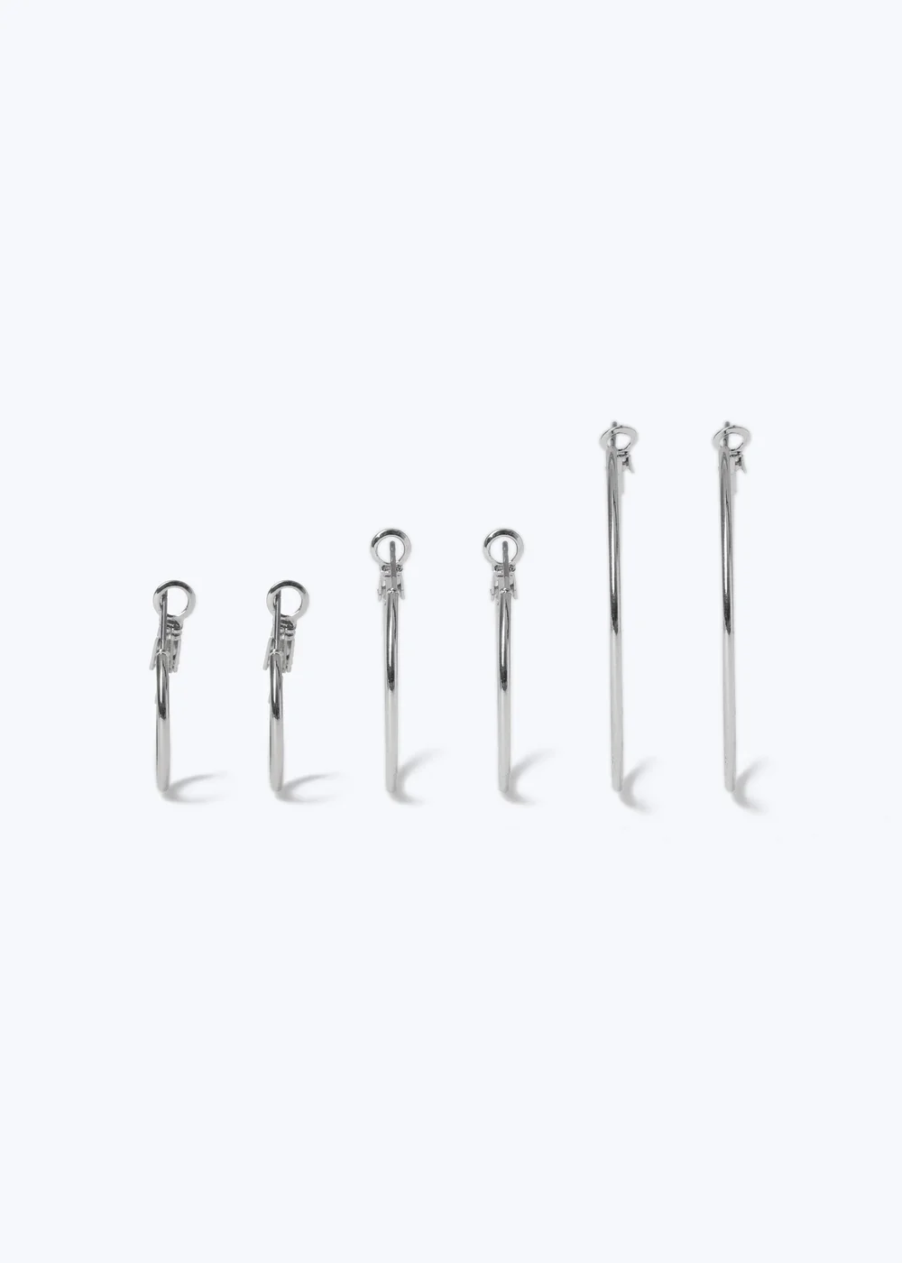 Silver 3 Pack Hoop Earrings - One Size Image 3