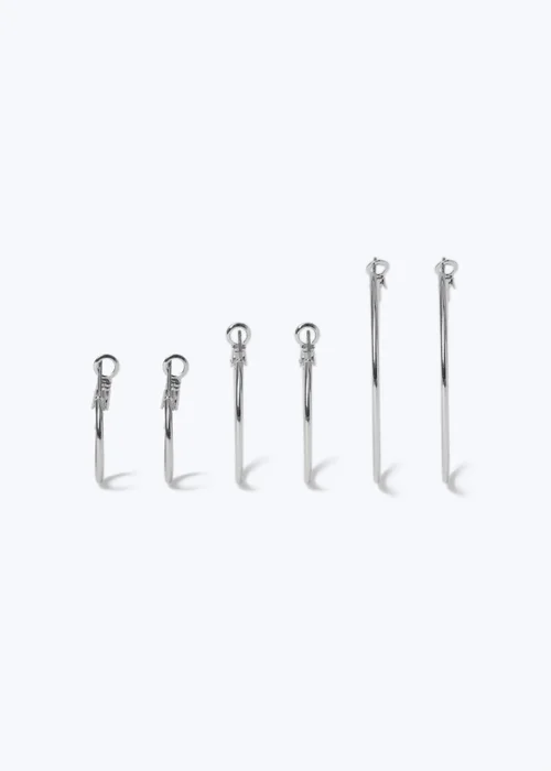 Silver 3 Pack Hoop Earrings - One Size Image 3