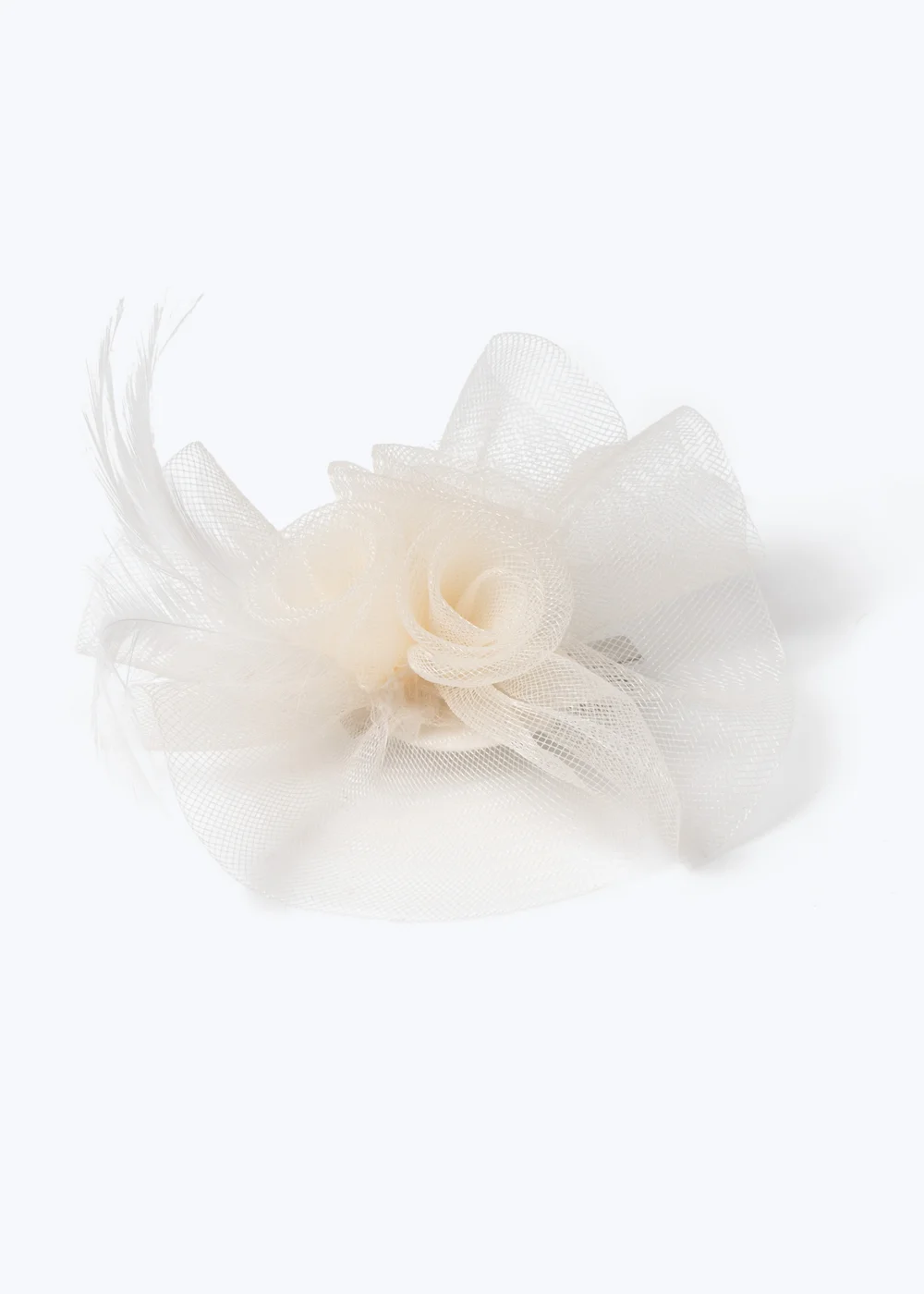 White Rose Feather Fascinator - One Size Image 2
