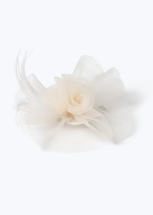 White Rose Feather Fascinator - One Size Image 2
