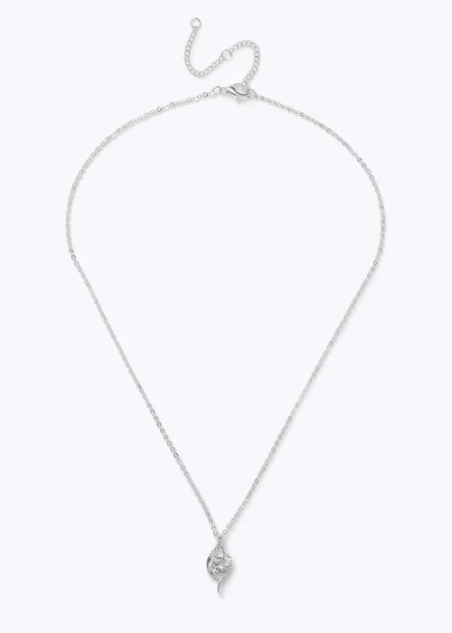 Muse Silver Cubic Zirconia Teardrop Necklace - One Size Image 1