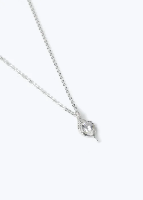 Muse Silver Cubic Zirconia Teardrop Necklace - One Size Image 2