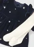 Baby Navy Velvet Star Dress & Tights (Newborn-23mths) - Newborn Image 2