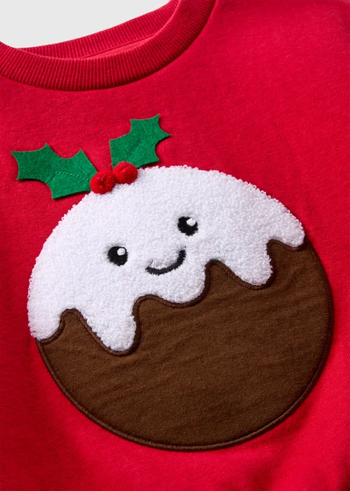 Boys Red Christmas Pudding Sweatshirt (1-7yrs) - 1-1.5 Yrs Image 2