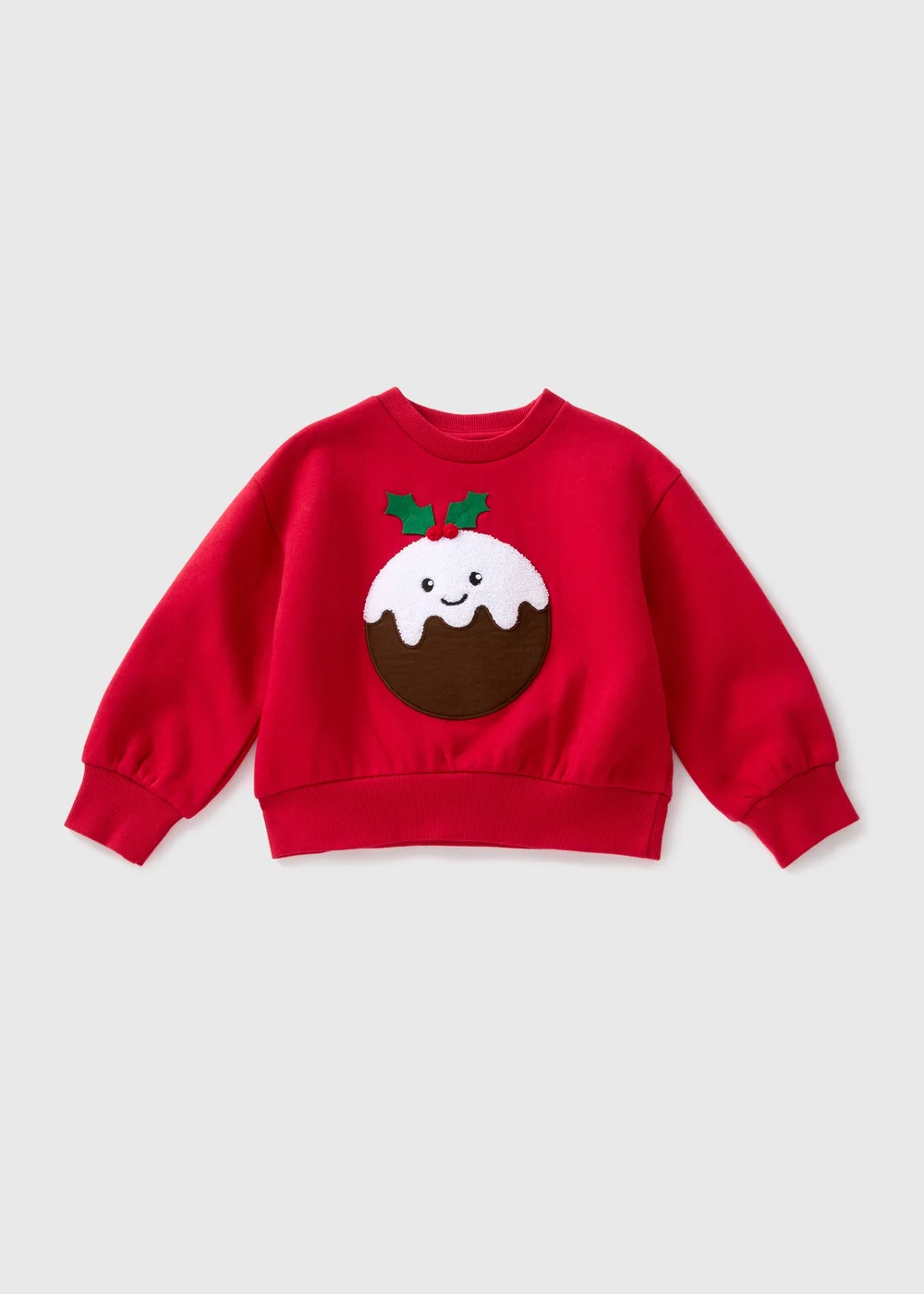 Boys Red Christmas Pudding Sweatshirt (1-7yrs) - 1-1.5 Yrs Image 1