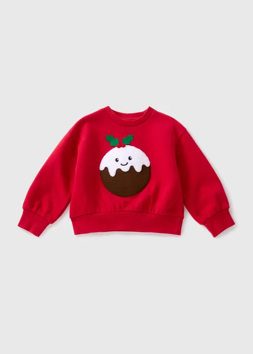 Boys Red Christmas Pudding Sweatshirt (1-7yrs) - 1-1.5 Yrs Image 1