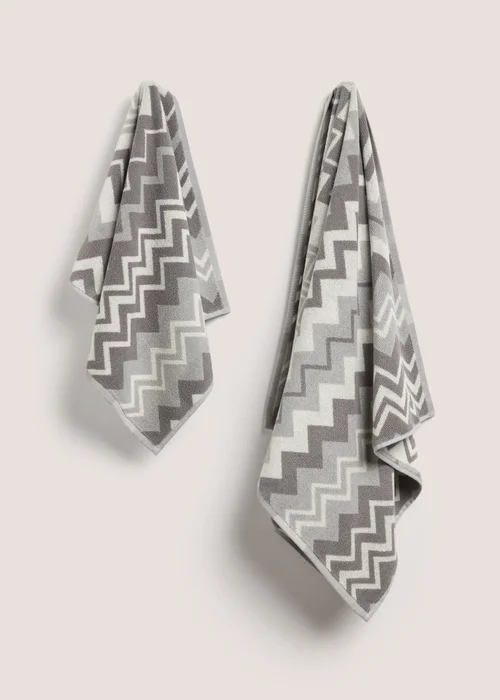 Grey Chevron Towel - Hand Towel Image 1