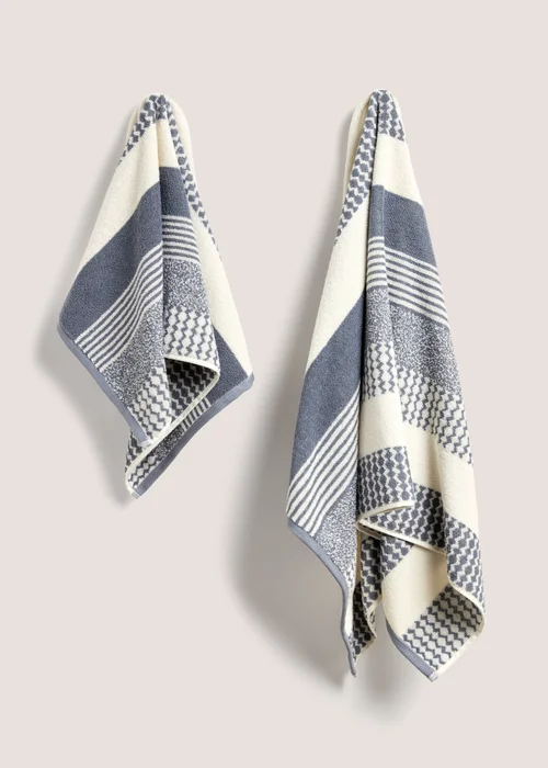 Blue Patterned Chevron Towels - Hand Towel Image 1