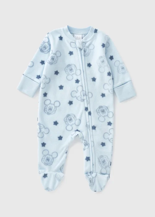 Disney Baby Blue Mickey Mouse Fleece Sleepsuit (Newborn-23mths) - Age 0 - 3 Months Image 1