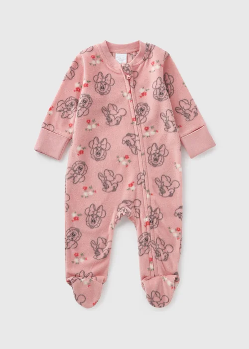 Disney Baby Pink Minnie Mouse Fleece Sleepsuit (Newborn-18mths) - Age 0 - 3 Months Image 1