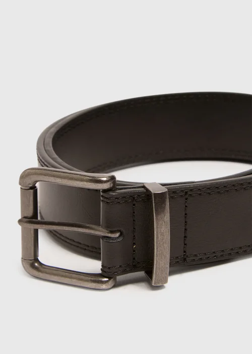 Black Leather Jeans Belt - S Image 2