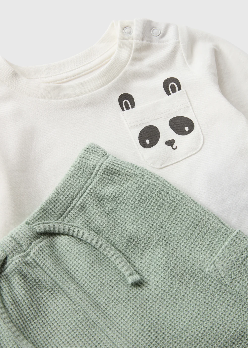Baby White Panda Top & Jogging Bottoms Set (Newborn-23mths) - Age 0 - 3 Months Image 2