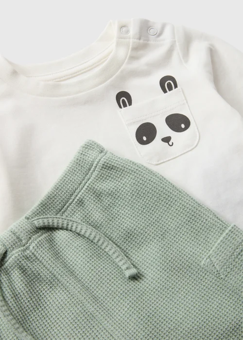 Baby White Panda Top & Jogging Bottoms Set (Newborn-23mths) - Age 0 - 3 Months Image 2