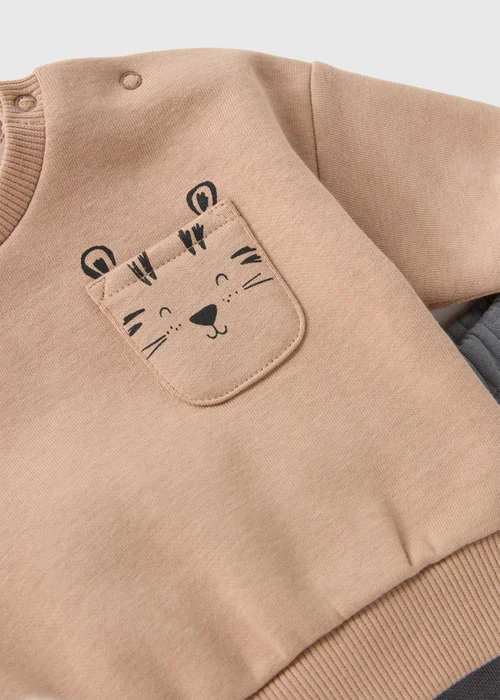 Baby Brown Tiger Sweatshirt & Jogging Bottoms Set (Newborn-23mths) - Age 0 - 3 Months Image 2