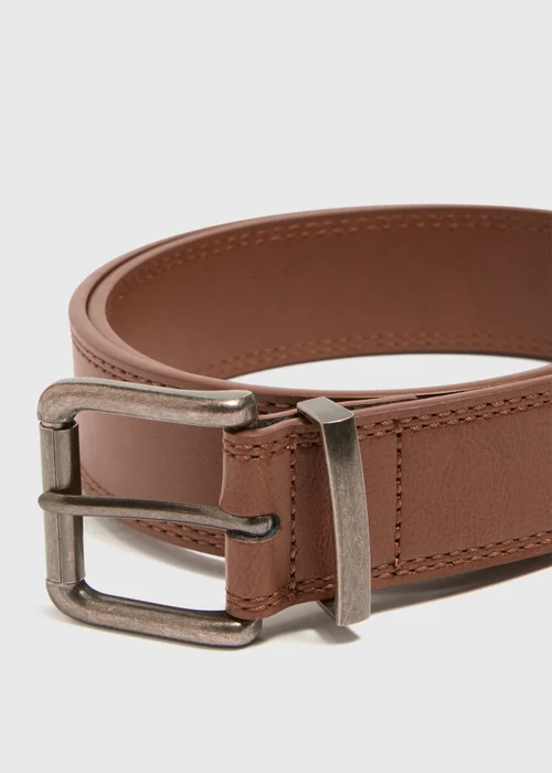 Brown Leather Jeans Belt - S Image 2