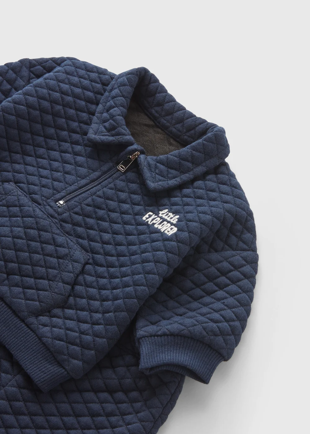 Baby Navy Quilted Sweatshirt & Jogging Bottoms Set (Newborn-23mths) - Age 0 - 3 Months Image 2