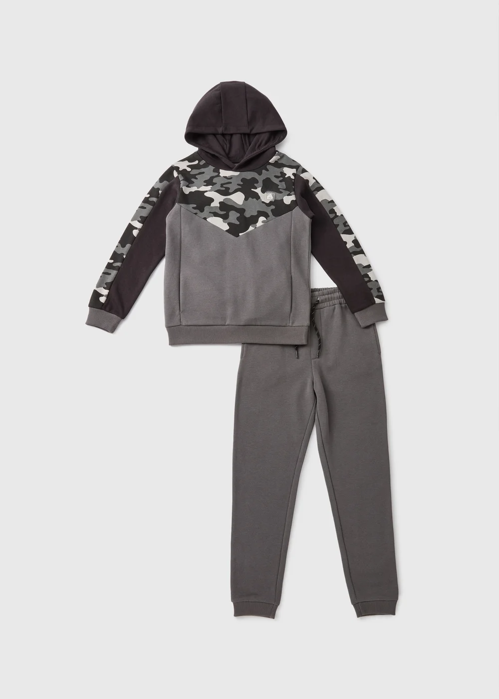 Boys Charcoal Camo Hoodie & Jogging Bottom Set (7-15yrs) - Age 7 Years Image 1