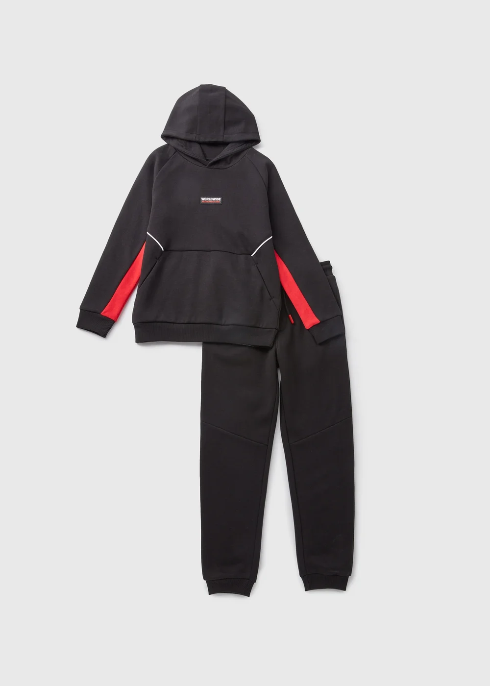 Black Boys Side Stripe Hoodie & Jogging Bottoms Set (7-15yrs) - Age 7 Years Image 1
