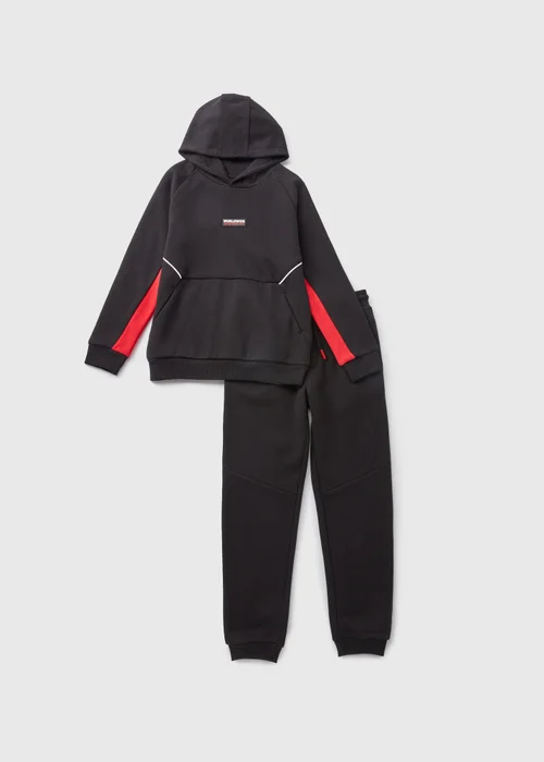 Black Boys Side Stripe Hoodie & Jogging Bottoms Set (7-15yrs) - Age 7 Years Image 1