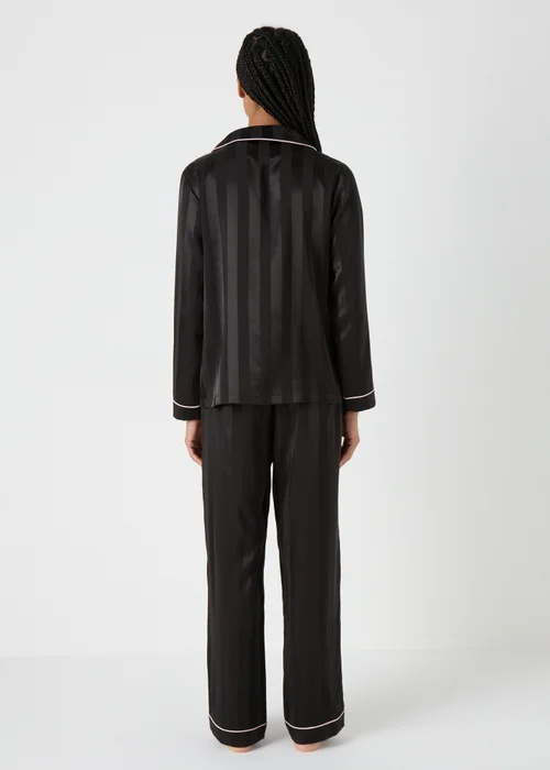 Black Satin Stripe Pyjama Set - Size 8 Image 2