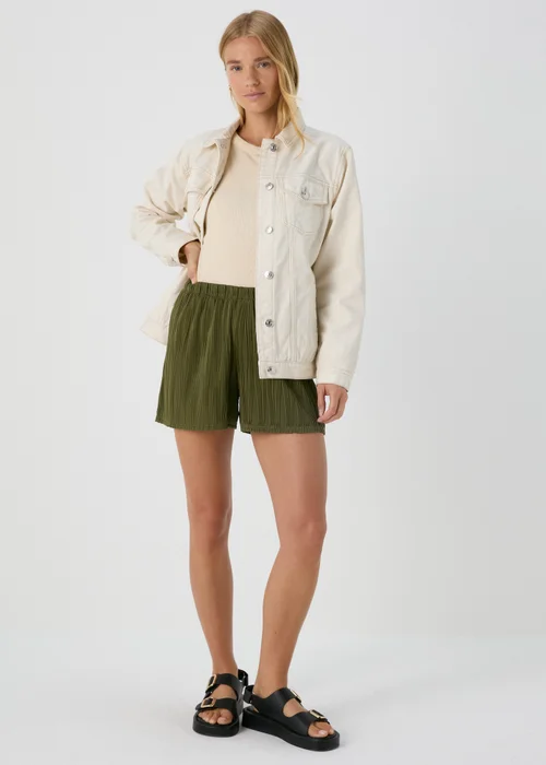 Khaki Textured Co Ord Shorts - 8 Image 4