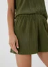 Khaki Textured Co Ord Shorts - 8 Image 3