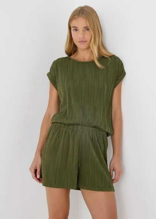 Khaki Textured Co Ord Shorts - 8 Image 1