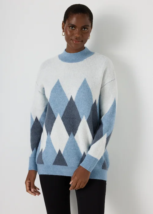 Blue Diamond Pattern Jumper - XS Image 1