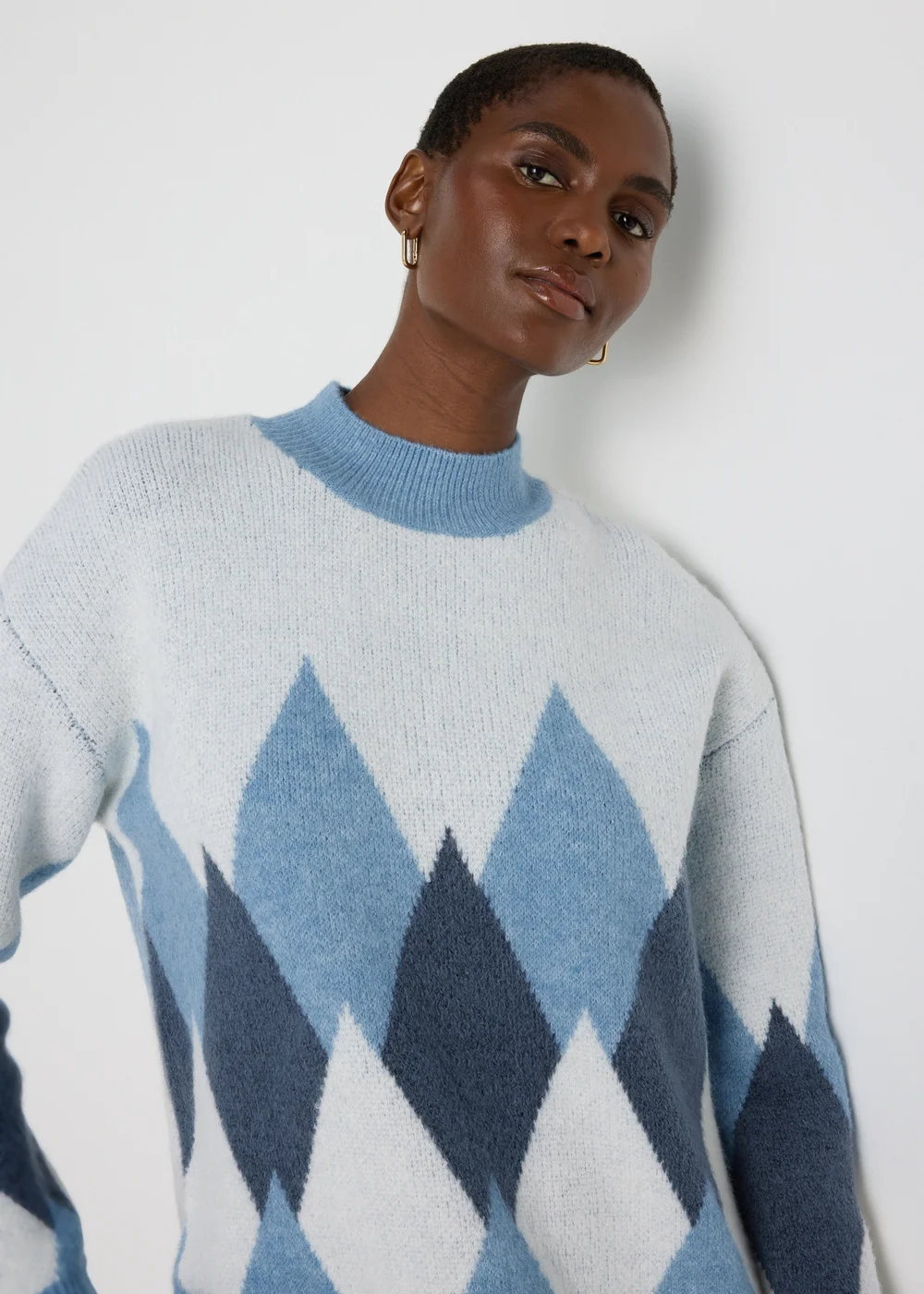 Blue Diamond Pattern Jumper - XS Image 3