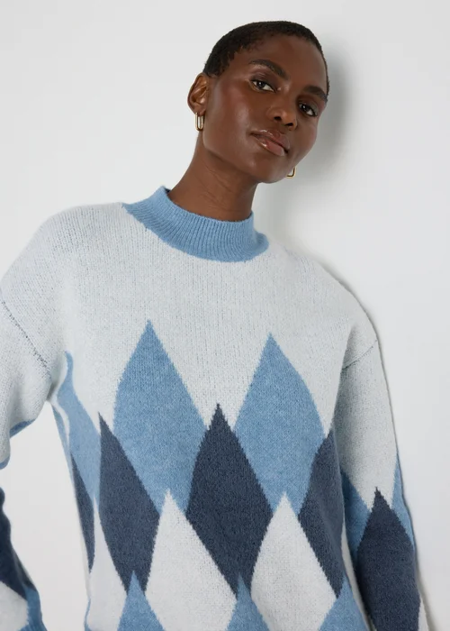 Blue Diamond Pattern Jumper - XS Image 3