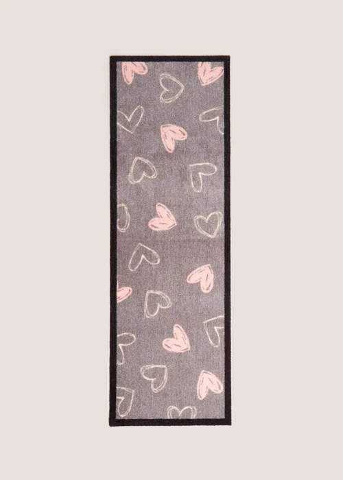 Grey Hearts Welcome Runner (50cmx150cm) Image 1