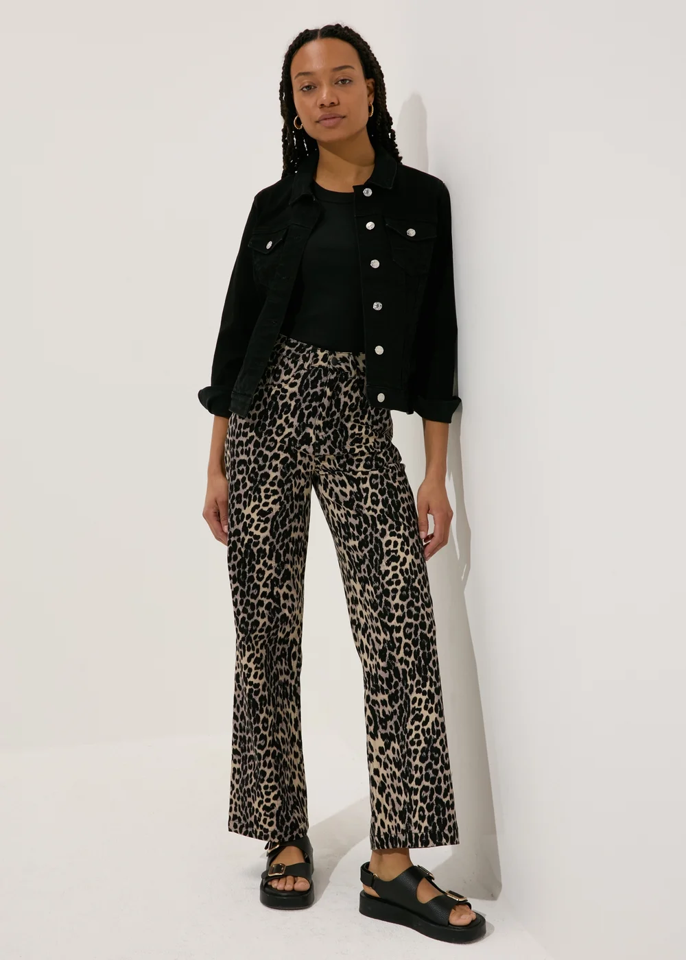 Brown Leopard Print Jeans - 8 Image 1